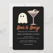 Boos & Booze Ghost Cocktail Halloween Uitnodiging (Voorkant)