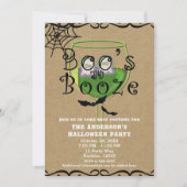 Boos & Booze Ghosts & Bats Kraft Halloween Party Kaart (Voorkant)