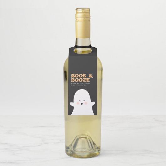 Boos & Booze Halloween Cute Ghost Bottle Label (Op fles)