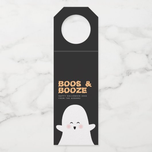 Boos & Booze Halloween Cute Ghost Bottle Label (Voorkant)