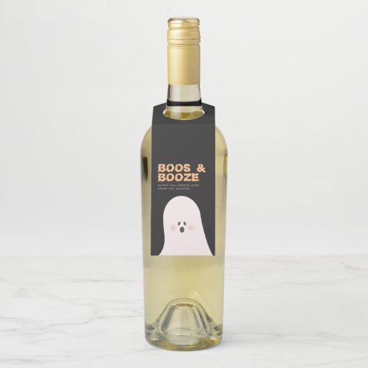 Boos & Booze Halloween Cute Ghost Bottle Label (Op fles)