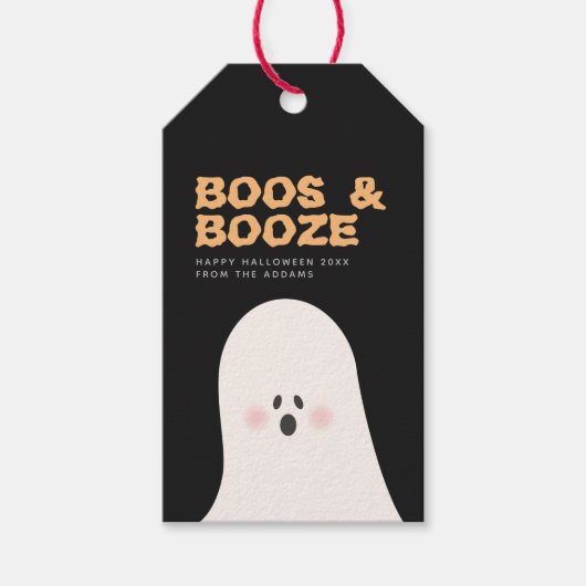 Boos & Booze Halloween Cute Ghost Bottle Label Cadeaulabel (Voorkant)