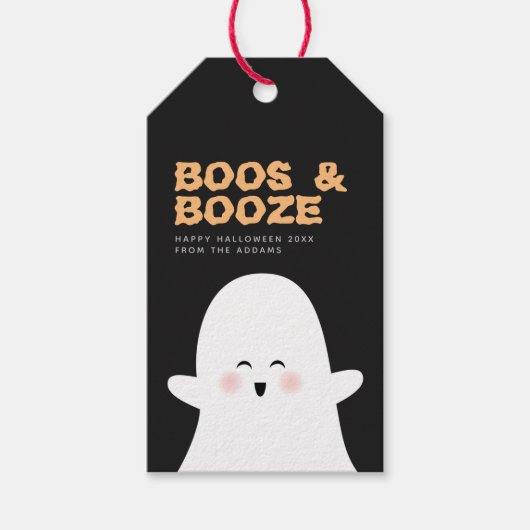 Boos & Booze Halloween Cute Ghost Bottle Label Cadeaulabel (Voorkant)