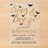 Boos & Booze Halloween Feest Acryl Uitnodigingen (Voorkant)