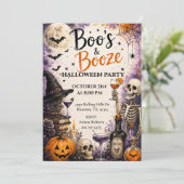 Boo's & Booze Halloween-feestviering Kaart (Staand voorkant)