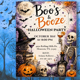 Boo's & Booze Halloween-feestviering Kaart