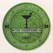 Boos & Booze Halloween Green Custom Paper Onderzet Ronde Kartonnen Onderzetter (Voorkant)