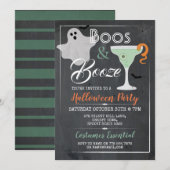 Boos & Booze Halloween Party Cocktail Spooky Ghost Kaart (Voorkant / Achterkant)