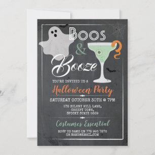 Boos & Booze Halloween Party Cocktail Spooky Ghost Kaart