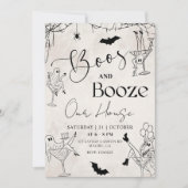 Boos & Booze Halloween Party Invitation Kaart (Voorkant)
