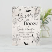 Boos & Booze Halloween Party Invitation Kaart (Staand voorkant)