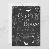 Boos & Booze Halloween Party Invitation Kaart (Voorkant)