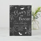 Boos & Booze Halloween Party Invitation Kaart (Staand voorkant)