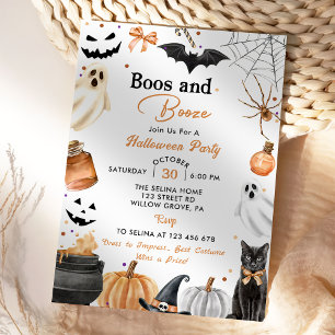 Boos & Booze Halloween Party Pompoen Kaart