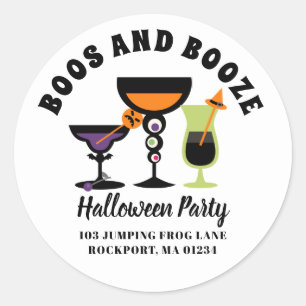 Boos & Booze Halloween Party Retour Adreslabels Ronde Sticker