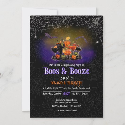 Boos & Booze Halloween Uitnodiging (Voorkant)