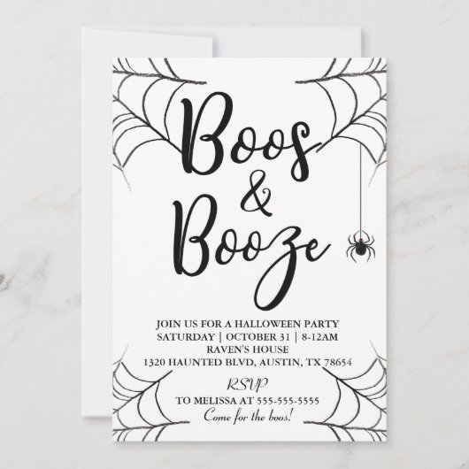 Boos & Booze Halloween Uitnodiging (Voorkant)