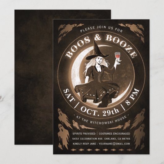 Boos & Booze Halloween Uitnodigingen (Voorkant / Achterkant)