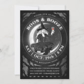Boos & Booze Halloween-uitnodigingen | Zwart-wit Kaart (Voorkant)