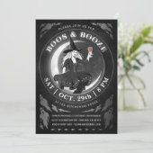 Boos & Booze Halloween-uitnodigingen | Zwart-wit Kaart (Staand voorkant)