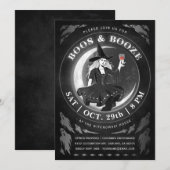 Boos & Booze Halloween-uitnodigingen | Zwart-wit Kaart (Voorkant / Achterkant)