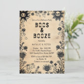 Boos & Booze I Spooky Flowers Halloween Party Kaart (Staand voorkant)