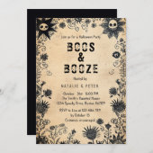 Boos & Booze I Spooky Flowers Halloween Party Kaart (Voorkant / Achterkant)