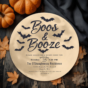 Boos & Booze Maan en Vleermuizen Volwassen Hallowe Kaart
