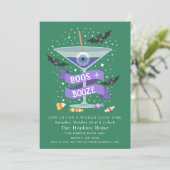 Boos & Booze Martini Halloween Party Invitation Kaart (Staand voorkant)