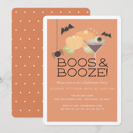 Boos & Booze Pumpkin Halloween Party Uitnodiging (Voorkant / Achterkant)