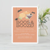 Boos & Booze Pumpkin Halloween Party Uitnodiging (Staand voorkant)