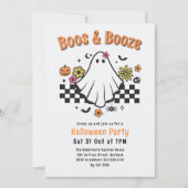 Boos & Booze Retro Ghost Halloween Kostuum Feest Kaart (Voorkant)