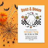 Boos & Booze Retro Ghost Halloween Kostuum Feest Kaart