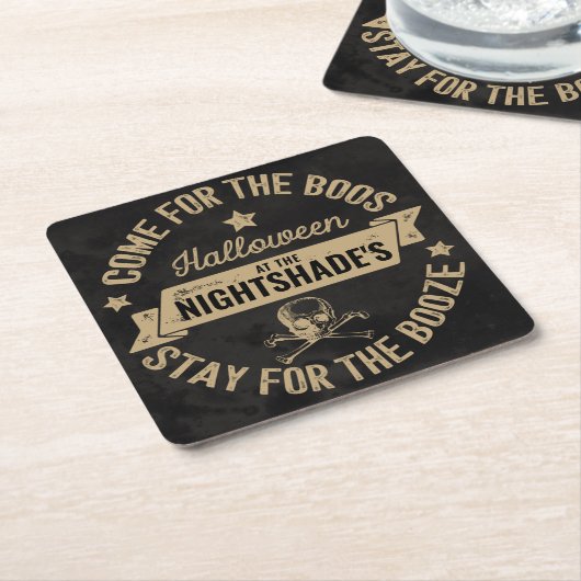 Boos & Booze  Skull | Halloween Custom Kartonnen Onderzetters (Schuin)