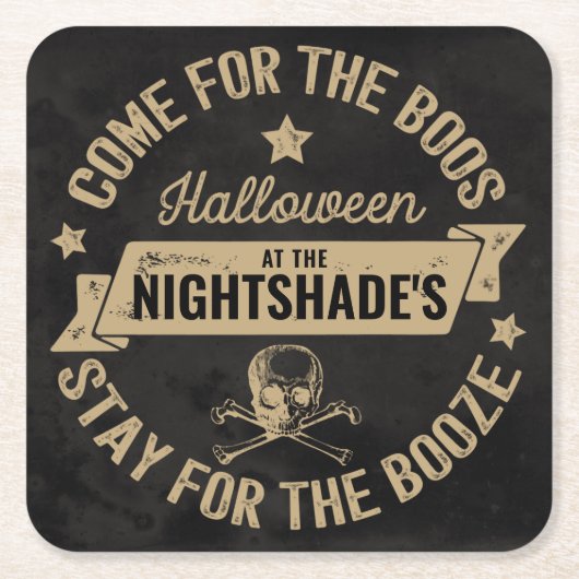 Boos & Booze  Skull | Halloween Custom Kartonnen Onderzetters (Voorkant)