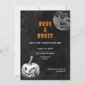 Boos & Booze Spooky Volwassen Halloween Feest Kaart (Voorkant)