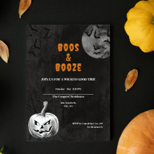 Boos & Booze Spooky Volwassen Halloween Feest Kaart
