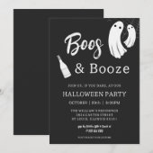 Boos & Booze Volwassen Halloween Chique Zwart Uitn Kaart (Voorkant / Achterkant)