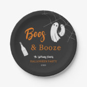 Boos & Booze Volwassen Halloween Chique Zwart Uitn Papieren Bordje (Voorkant)