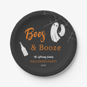 Boos & Booze Volwassen Halloween Chique Zwart Uitn Papieren Bordje