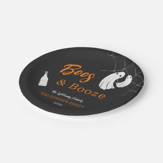 Boos & Booze Volwassen Halloween Chique Zwart Uitn Papieren Bordje (Gekanteld)
