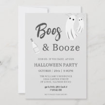 Boos & Booze Volwassen Halloween Grijs Wit Uitnodi