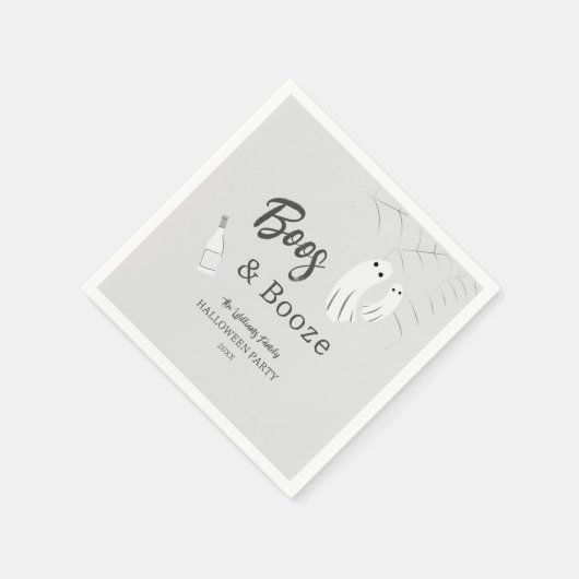 Boos & Booze Volwassen Halloween Lichtgrijze uitno Servet (Hoek)