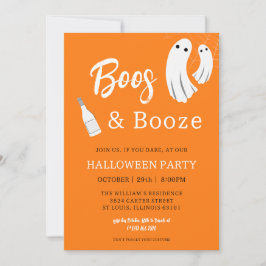 Boos & Booze Volwassen Halloween Oranje uitnodigin Kaart