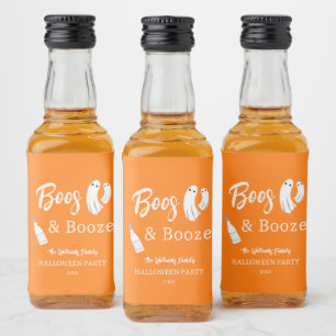 Boos & Booze Volwassen Halloween Oranje uitnodigin Likeurfles Etiket
