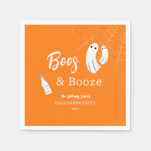 Boos & Booze Volwassen Halloween Oranje uitnodigin Servet