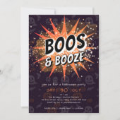 Boos & Booze Zwart & Sinaasappel Volwassen Hallowe Kaart (Voorkant)