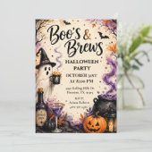Boo's & Brews Halloween Cocktailparty Kaart (Staand voorkant)