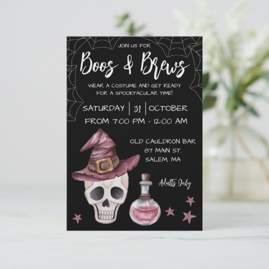 Boos & Brews Halloween Party Kaart (Staand voorkant)