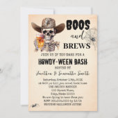 Boos & Brews Halloween Skull Beer Howdyween Party Kaart (Voorkant)